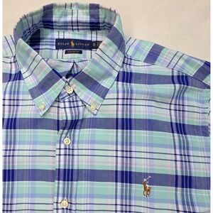 Polo‎ Ralph Lauren Shirt Mens XL Blue Plaid Oxford Classic Fit LIMITED USE